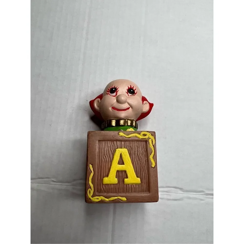 Vintage clown in alphabet block